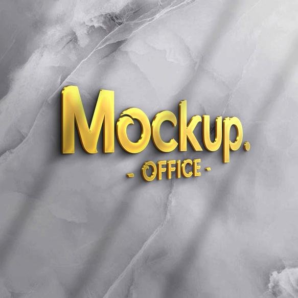 3d Golden Logo Mockup Wall