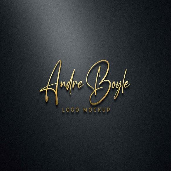 3d Gold Logo Mockup Black Wall