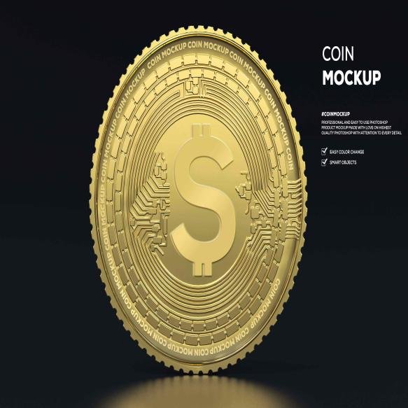 3d Rendering Gold Coin Mockup