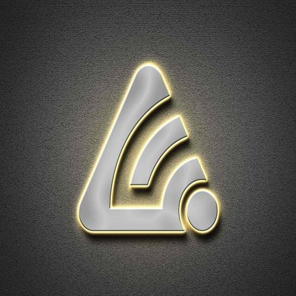 3d Silver Light Neon Logo Mockup