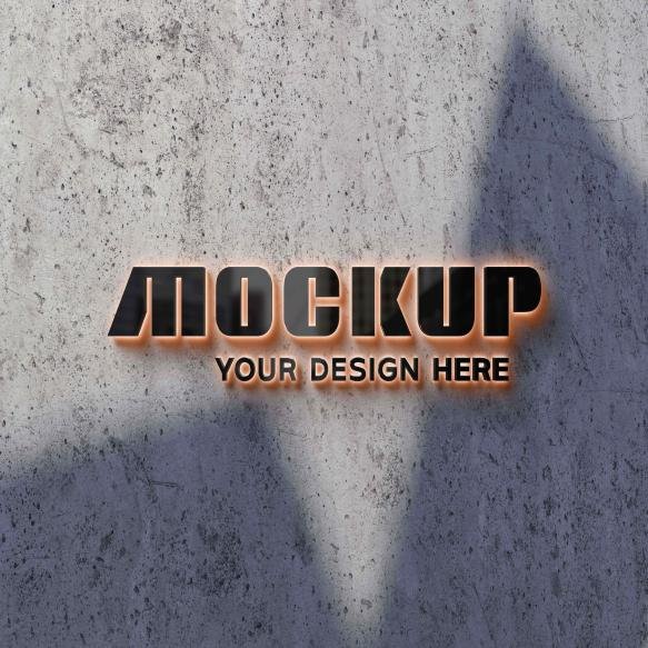 3d Wall Logo Mock Up With Shadow
