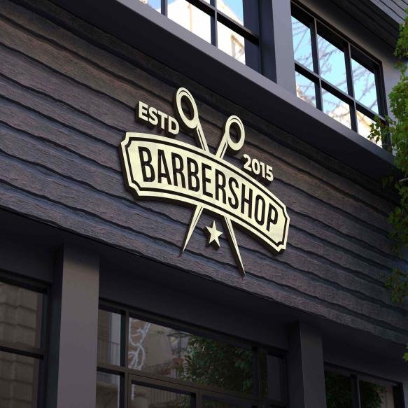 Barber Shop Facade 3d Sign Mockup
