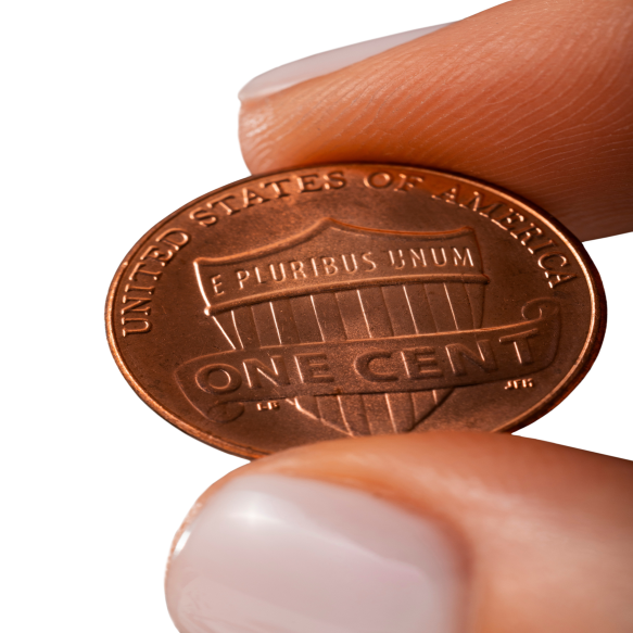 Close Up Coin Hand Isolated