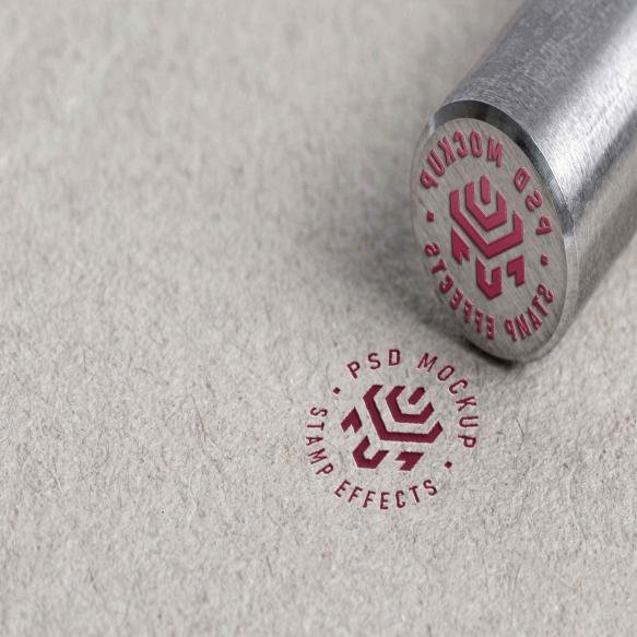 Close Up Metal Stamp Effect Mockup