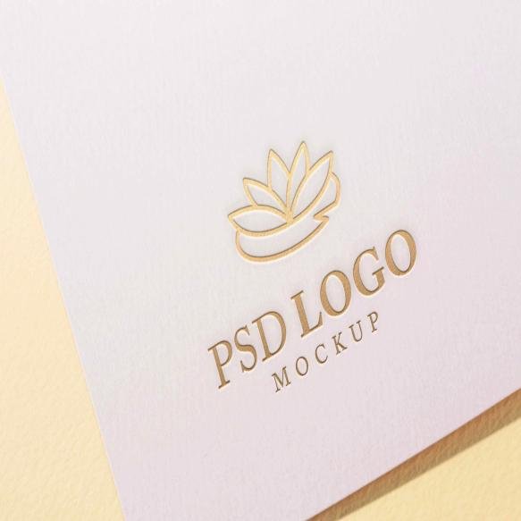 Close Up Paper Pressed Logo Mock Up
