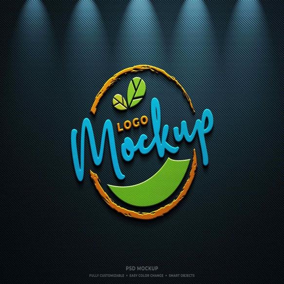 Colorful Solid Logo Mockup Carbon Fiber