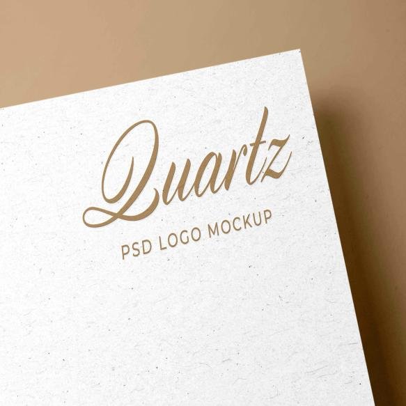 Embossed Brown Logo Mockup White Kraft Paper