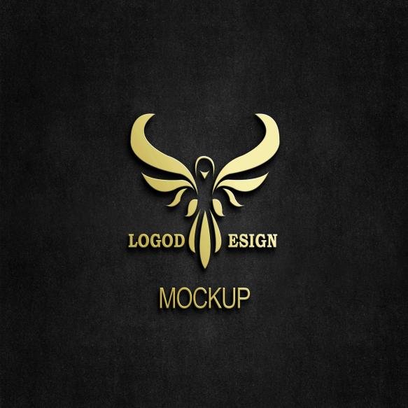 Embossed Gold 3d Logo Mockup Psd