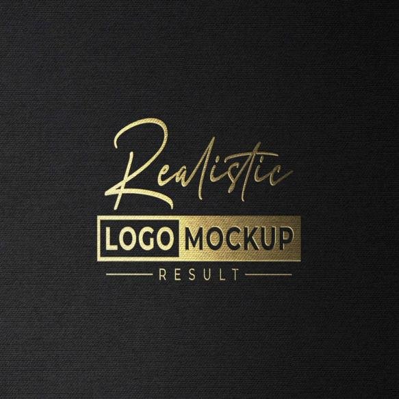 Gold Foil Stamping Logo Mockup Black Paper
