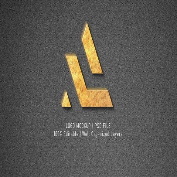 Gold Mockup Logo Classy Dark Gray Background
