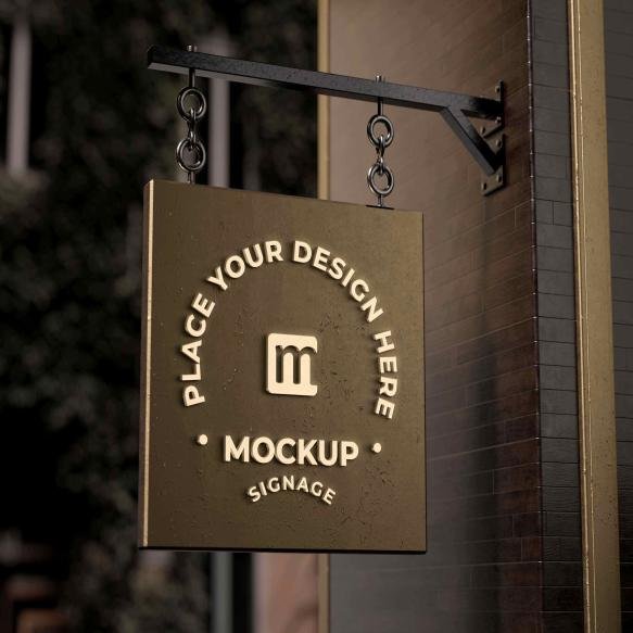 Logo Metal Signage Mockup