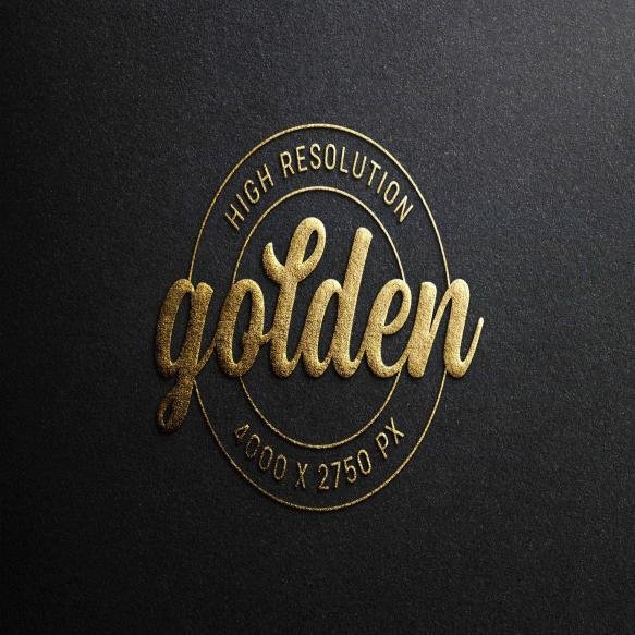 Logo Mockup Black Paper With Gold Embossed Effect