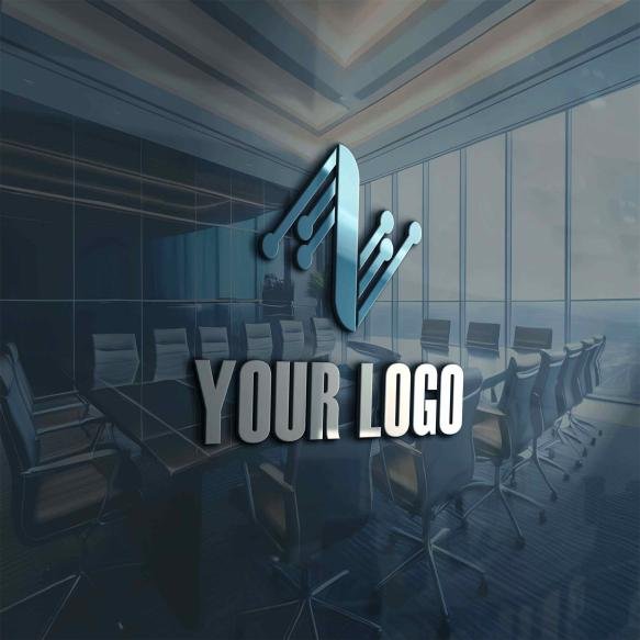 Logo Mockup Black Wall Office Room