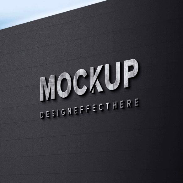 Logo Mockup White Sign Black Wall