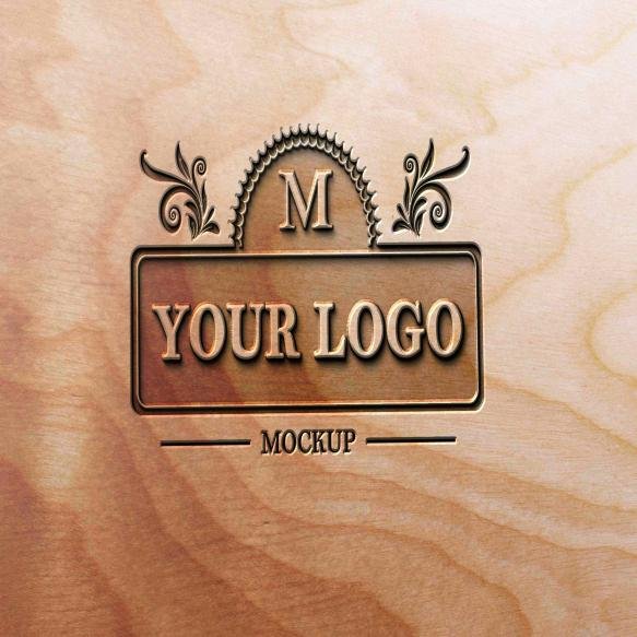 Logo Mockup With Wooden Surface