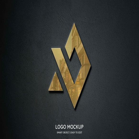 Luxury Elegant Gold Logo Mockup Matte Black Background