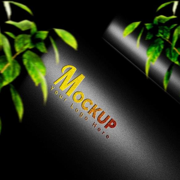 Luxury Golden Debossed Logo Mockup Paper Texture Background
