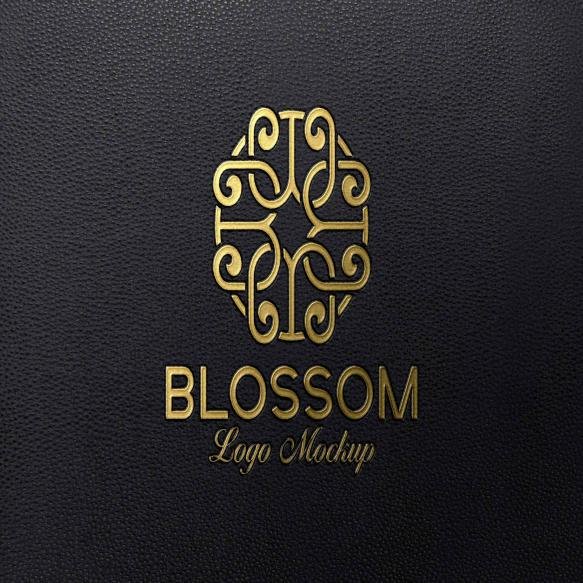 Luxury Gold Foil Logo Mockup Black Leather