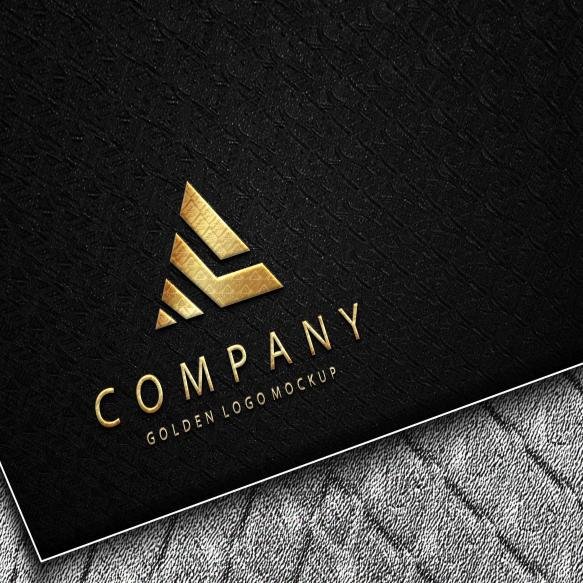 Luxury Gold Logo Mockup Black Paper Corner