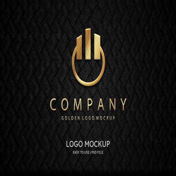 Luxury Logo Gold Mockup Wall Textured