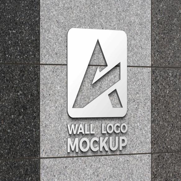 Metal Logo Mock Up Concrete Wall
