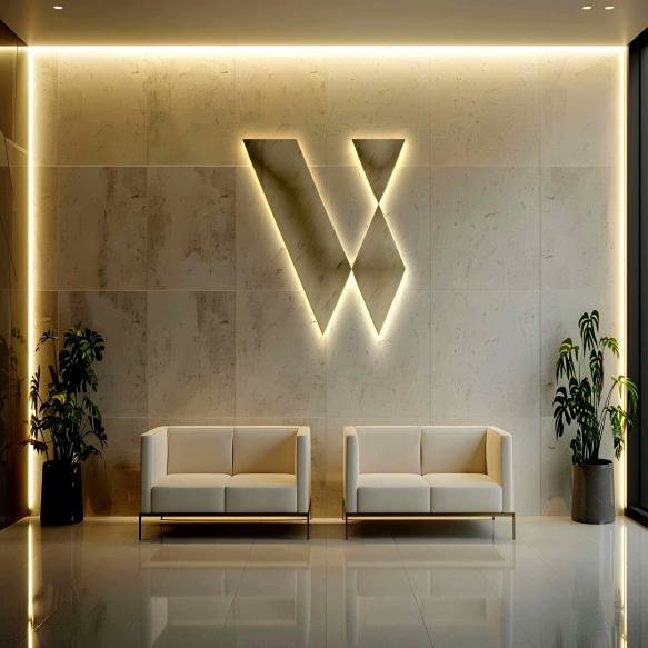Modern Neon Luxury Room Wall Logo Mockup