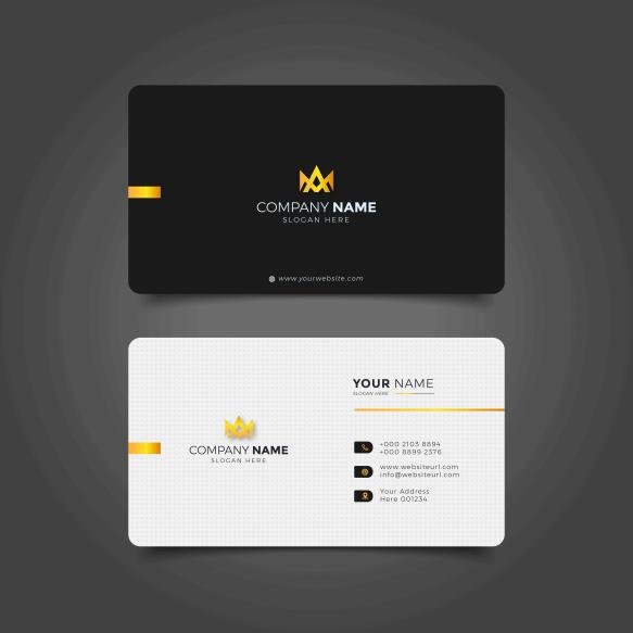 Professional Elegant Black Gold Modern Business Card Design Template