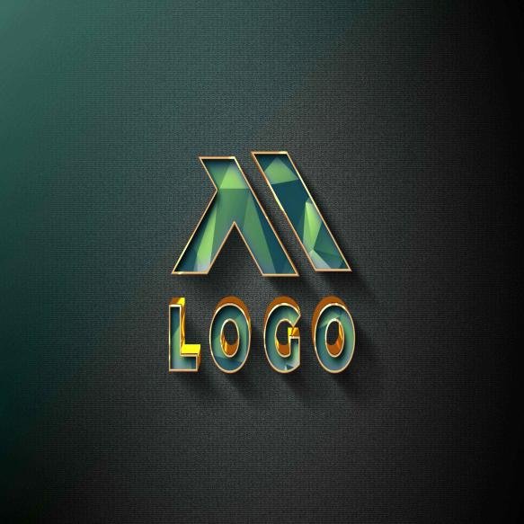 Realistic 3d Logo Mockup Wall