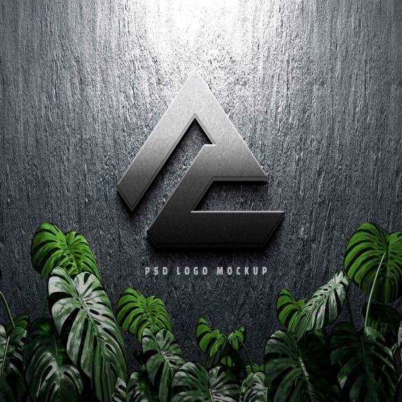 Realistic 3d Silver Logo Mockup 3d Logo Mockup Wall Background