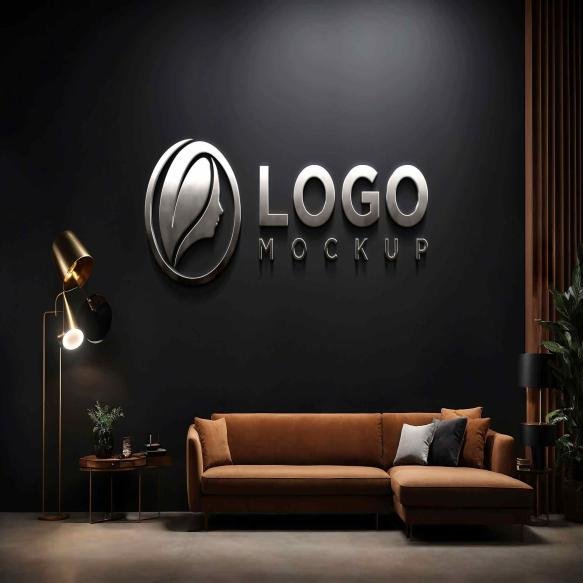 Realistic Chrome Logo Mockup
