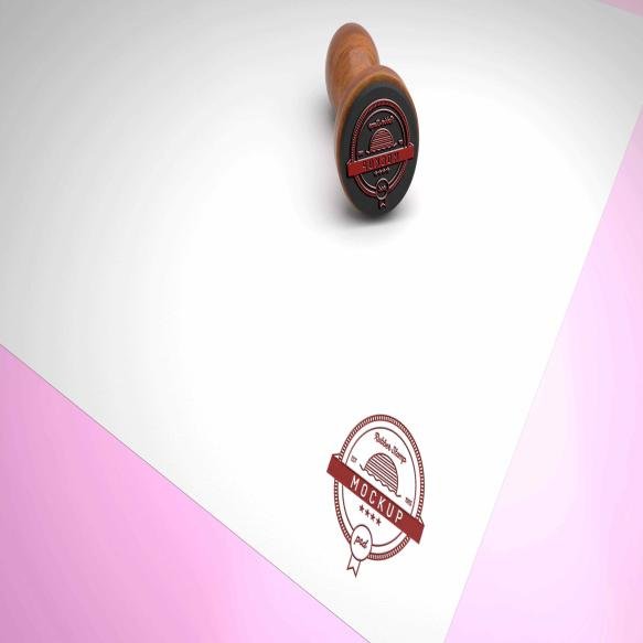 Rubber Stamp Mock Up With Wood Handle