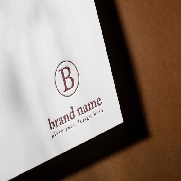 Top View Press Logo Paper Shadow Mockup