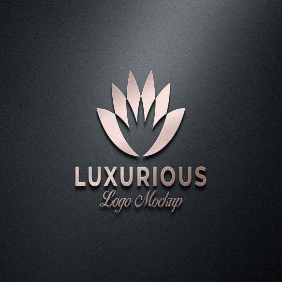 Wall Sign Mockup 3d Rose Gold Logo Mockup