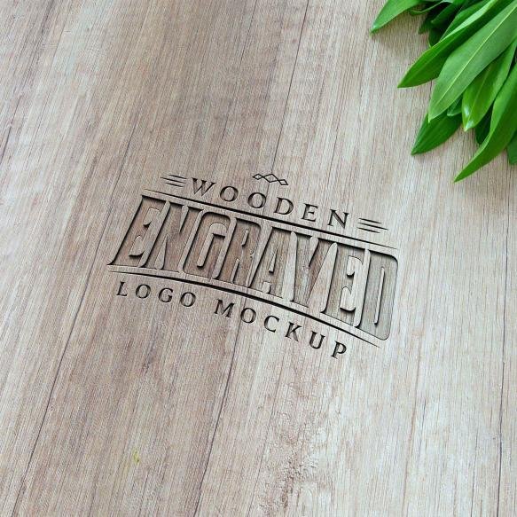 Wooden Engraved Logo Mockup