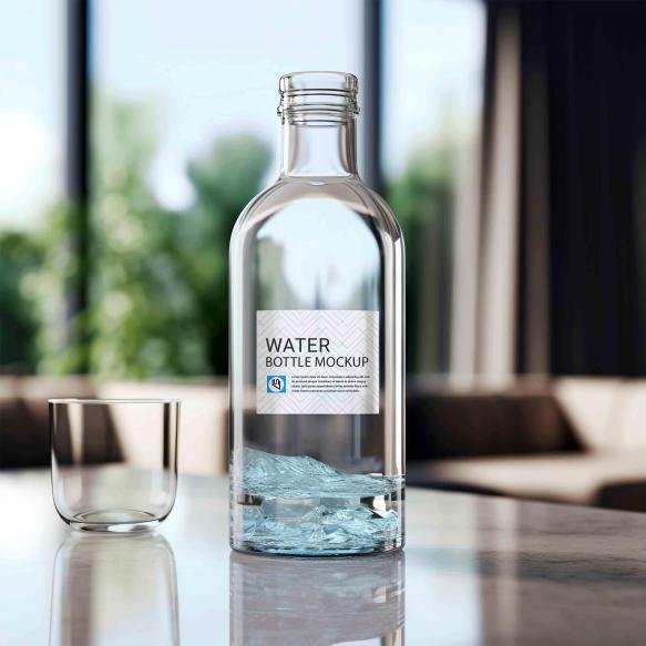 Psd Glass Water Bottle Mockup