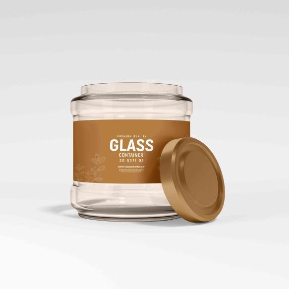 Transparent Glass Container Packaging Mockup