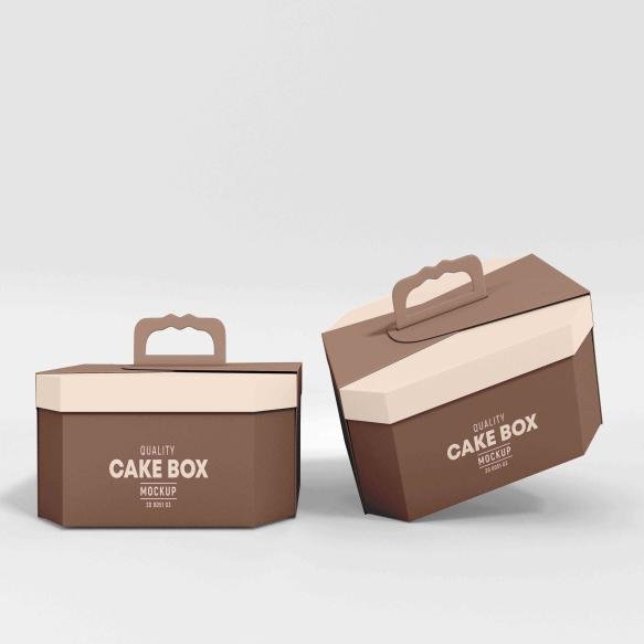 Disposable Paper Cake Box Packaging Mockup