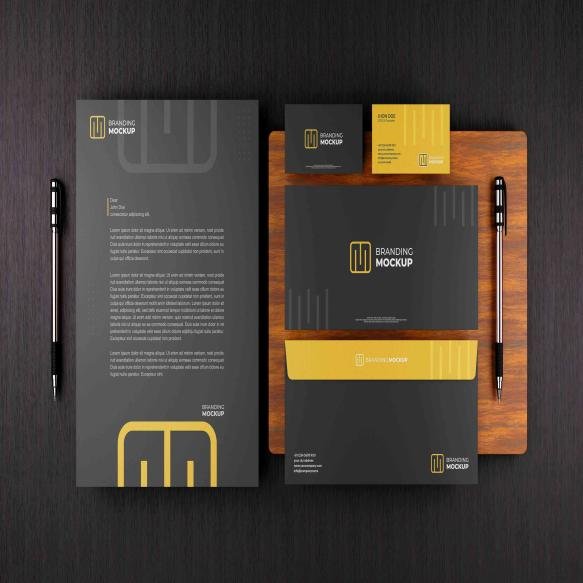 Corporate Stationery Mockup With Dark Theme