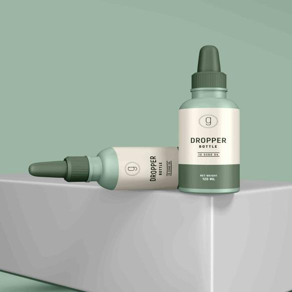 Glossy Glass Cosmetic Dropper Bottle Branding Mockup