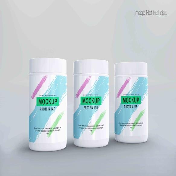 Realistic Protein Jar Mockup Design Isolated Render