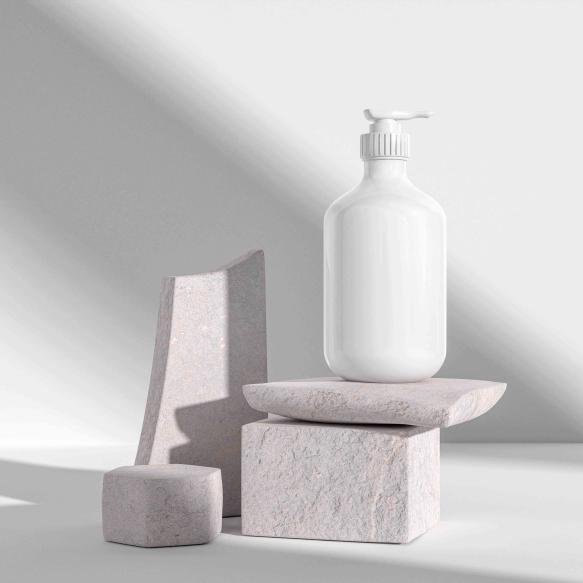 Sunscreen Bottle With Rocks