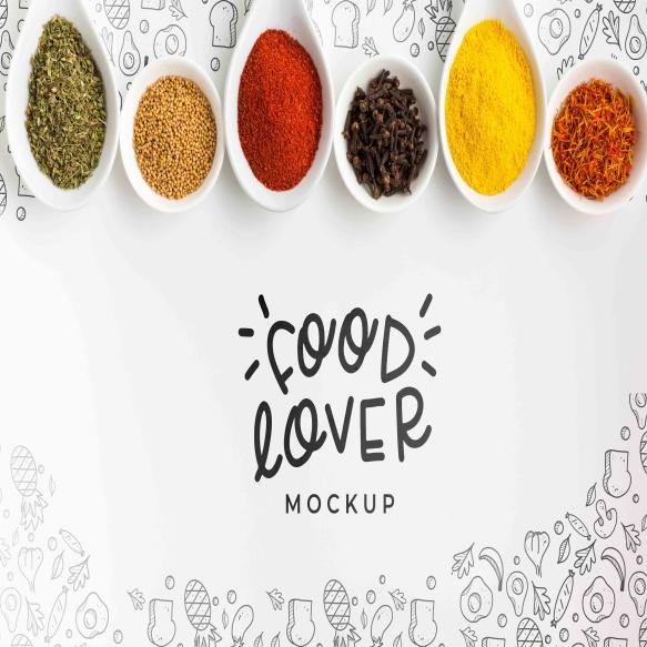 Food Lover Bowls Filled With Spices Mock Up