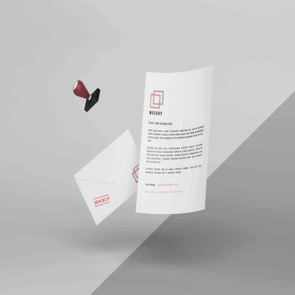 Levitating Paper Mockup Stamp