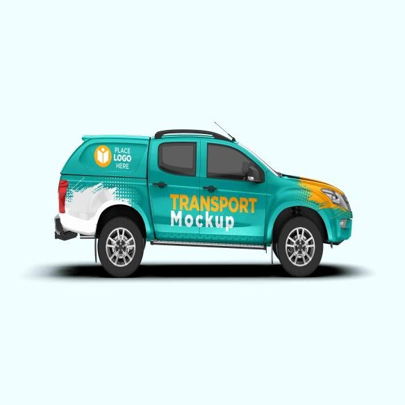 Pickup Transport Car Premium Mockup