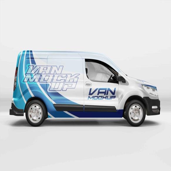 Transportation Delivery Van Panel Branding Mockup
