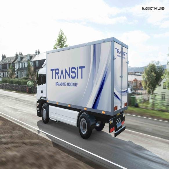 Truck Mockup Left View Road