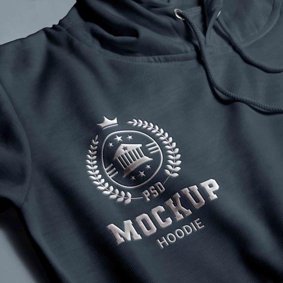 Hoodie With Embossed Effect Logo Mock Up
