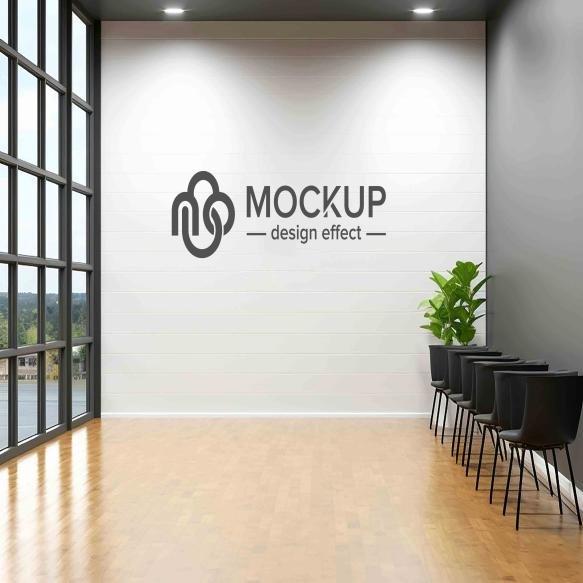 Corporate Wall Logo Mockup Indoor White Wall Logo Mockup