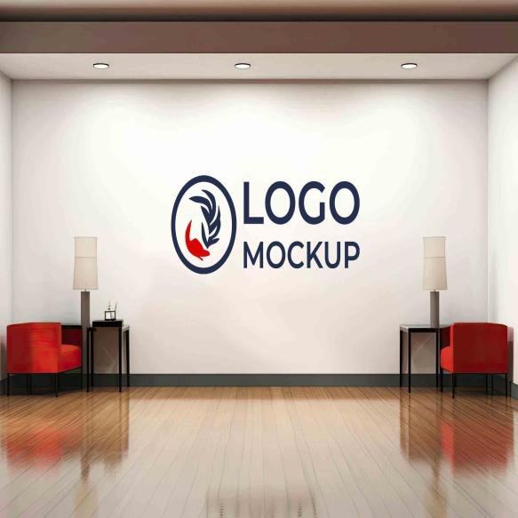 Pure Elegance White Wall Logo Mockup