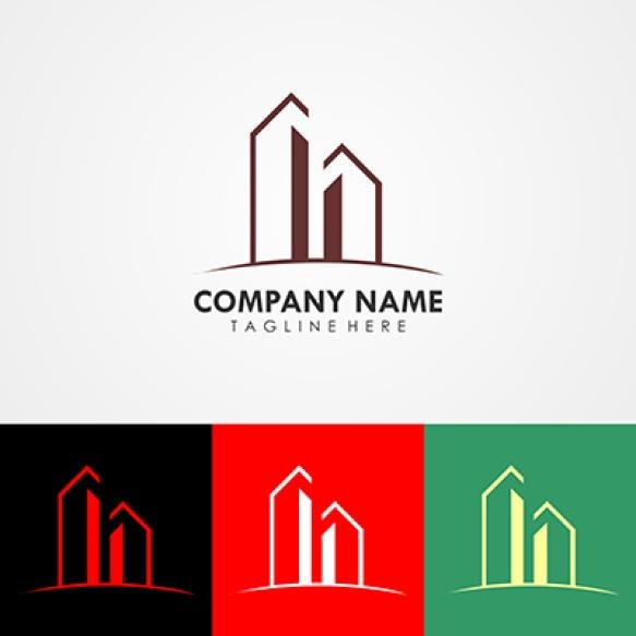 Abstract Real Estate Company Logo Design Design Template With Buildings Shapes